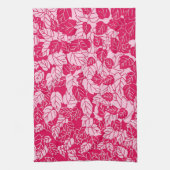 Japans blad Print, Fuchsia and Light Pink Theedoek (Verticaal)