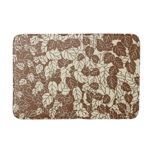 Japans blad Print, Taupe Tan en Beige Badmat