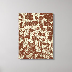 Japans blad Print, Taupe Tan en Beige Canvas Afdruk