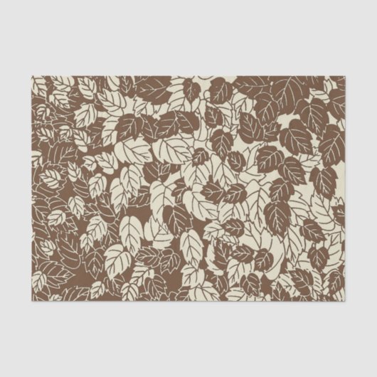 Japans blad Print, Taupe Tan en Beige Tissuepapier (Voorkant)