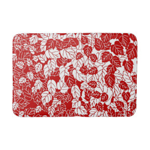 Japans bladeren afdrukken, donkerrood en wit badmat