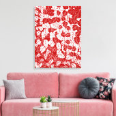 Japans bladeren afdrukken, donkerrood en wit canvas afdruk (Insitu (Woonkamer))