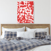Japans bladeren afdrukken, donkerrood en wit canvas afdruk (Insitu (Slaapkamer))