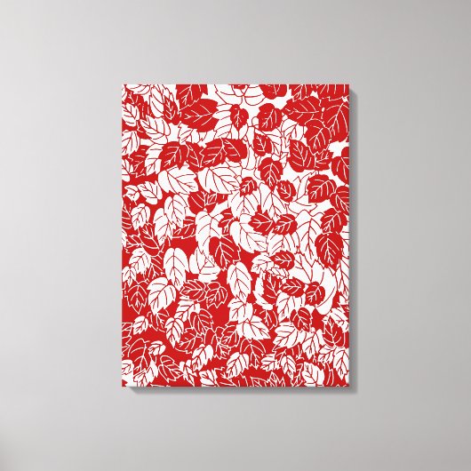 Japans bladeren afdrukken, donkerrood en wit canvas afdruk (Voorkant)
