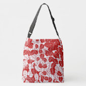 Japans bladeren afdrukken, donkerrood en wit crossbody tas (Achterkant)