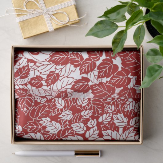 Japans bladeren afdrukken, donkerrood en wit tissuepapier (Geschenk)