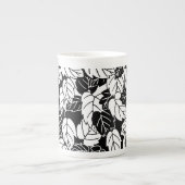 Japans bladeren afdrukken, zwart en wit porselein kop (Voorkant)