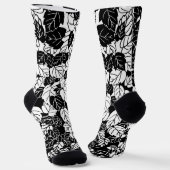 Japans bladeren afdrukken, zwart en wit sokken (Gebogen)