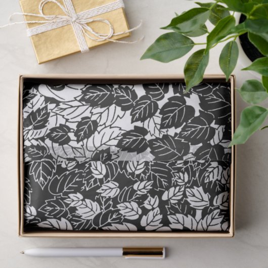 Japans bladeren afdrukken, zwart en wit tissuepapier (Geschenk)