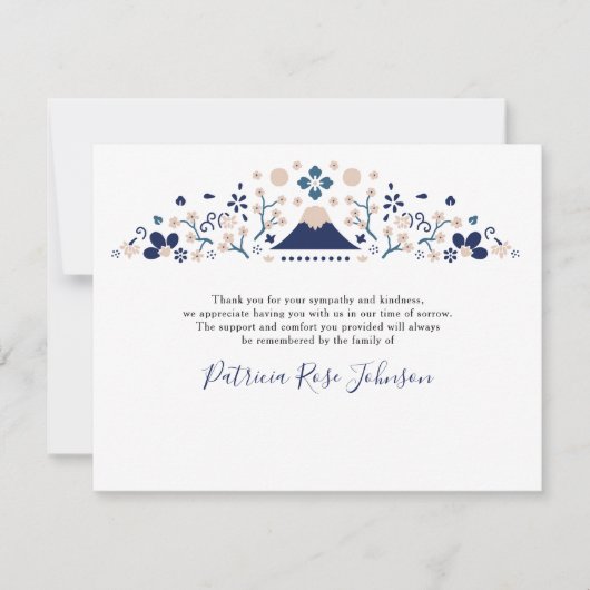 Japans blauw begrafenismonument Dank u Bedankkaart (Voorkant)