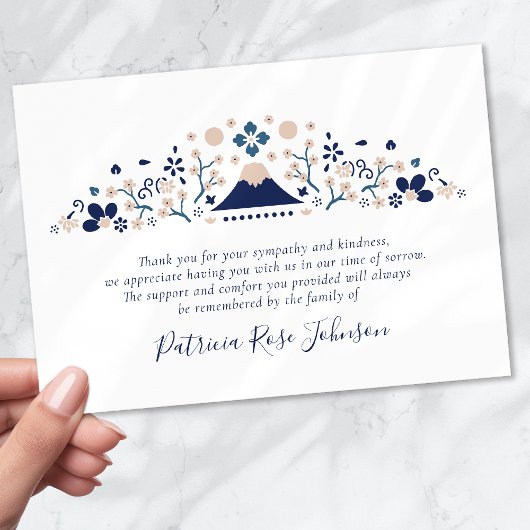 Japans blauw begrafenismonument Dank u Bedankkaart