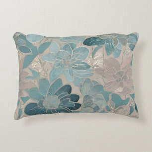 Japans blauw bloem kunstwerk accent kussen