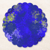 Japans blauw bloempatroon kartonnen onderzetters (Voorkant)