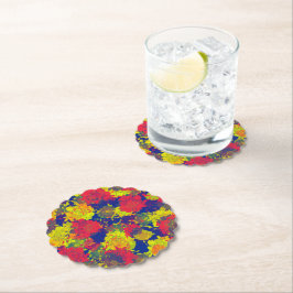 Japans blauw bloempatroon kartonnen onderzetters