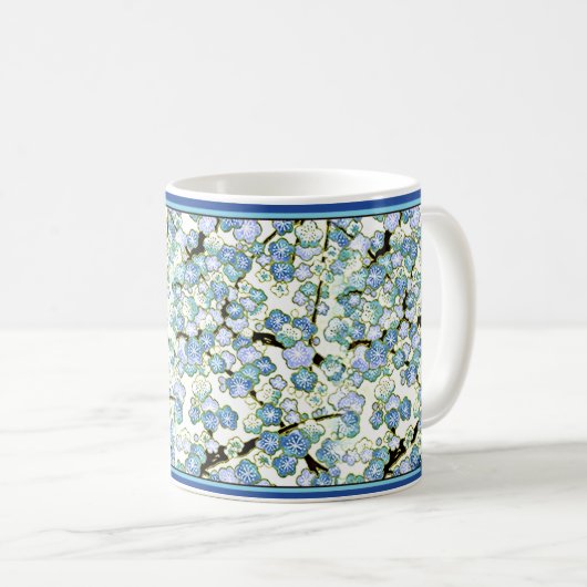 Japans blauw Blossum - 11 oz koffie Mok (Voorkant rechts)