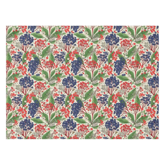 Japans Blauw en Rood Berries Tafelkleed (Voorkant (Horizontaal))