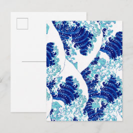 Japans blauw golfpatroon door Watanabe Seitei Briefkaart