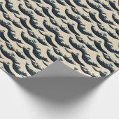 Japans blauw-golfslagpapier cadeaupapier (Hoek)