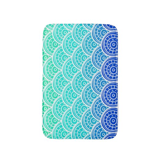 Japans blauw groen gradiëntpatroon badmat (Voorkant Verticaal)