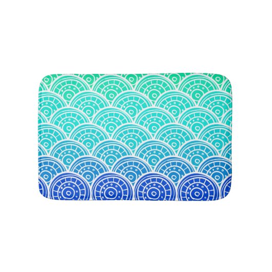 Japans blauw groen gradiëntpatroon badmat (Voorkant)