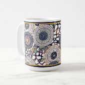 Japans blauw Mums - 11oz koffie-Mok Koffiemok (Voorkant links)