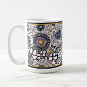 Japans blauw Mums - 11oz koffie-Mok Koffiemok (Links)