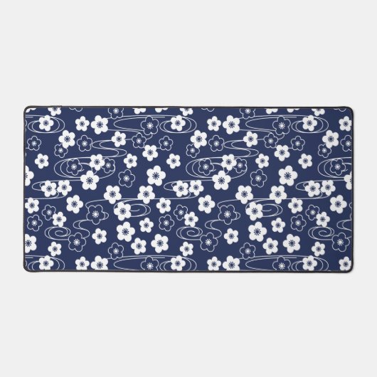 Japans Blauw Sakura Kersenbloesem Bloemen Bureaumat (Voorkant)