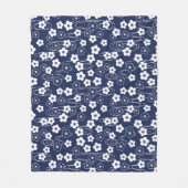 Japans Blauw Sakura Kersenbloesem Bloemen Fleece Deken (Voorkant)
