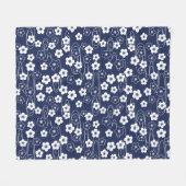 Japans Blauw Sakura Kersenbloesem Bloemen Fleece Deken (Voorkant (Horizontaal))