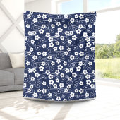 Japans Blauw Sakura Kersenbloesem Bloemen Fleece Deken