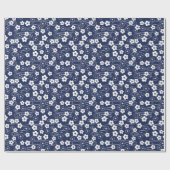 Japans Blauw Sakura Kersenbloesem Bloemen Groot Cadeaupapier (Vlak)