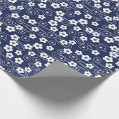 Japans Blauw Sakura Kersenbloesem Bloemen Groot Cadeaupapier (Hoek)