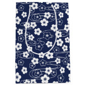 Japans Blauw Sakura Kersenbloesem Bloemen Medium Cadeauzakje (Voorkant)