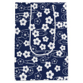 Japans Blauw Sakura Kersenbloesem Bloemen Medium Cadeauzakje (Achterkant)