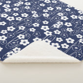 Japans Blauw Sakura Kersenbloesem Bloemen Sherpa Deken (3/4)