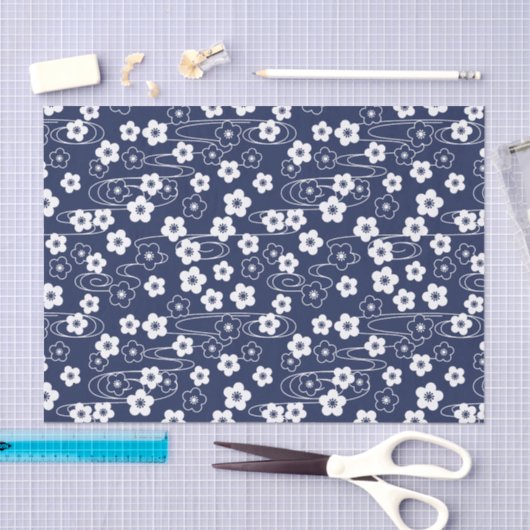 Japans Blauw Sakura Kersenbloesem Bloemen Tissuepapier (Craft)