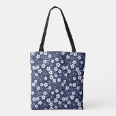 Japans Blauw Sakura Kersenbloesem Bloemen Tote Bag (Achterkant)
