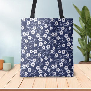 Japans Blauw Sakura Kersenbloesem Bloemen Tote Bag