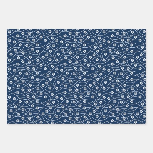 Japans blauw Sashiko-omslagpapier Inpakpapier Vel (Voorkant 3)