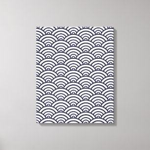 Japans blauw Waves Seigaiha Zee Canvas Afdruk