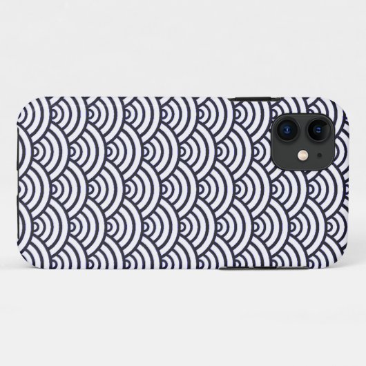 Japans blauw Waves Seigaiha Zee Case-Mate iPhone Case (Achterkant (horizontaal))