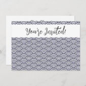 Japans blauw Waves Seigaiha Zee Kaart (Voorkant / Achterkant)