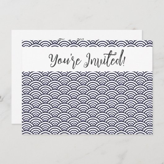 Japans blauw Waves Seigaiha Zee Kaart (Voorkant / Achterkant)