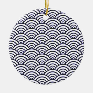 Japans blauw Waves Seigaiha Zee Keramisch Ornament