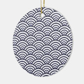 Japans blauw Waves Seigaiha Zee Keramisch Ornament (Links)
