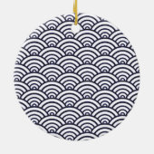 Japans blauw Waves Seigaiha Zee Keramisch Ornament (Achterkant)
