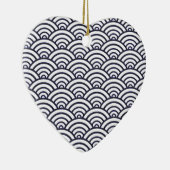 Japans blauw Waves Seigaiha Zee Keramisch Ornament (Rechts)
