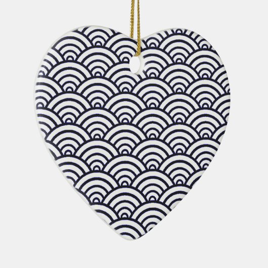 Japans blauw Waves Seigaiha Zee Keramisch Ornament (Rechts)