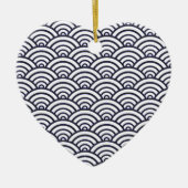 Japans blauw Waves Seigaiha Zee Keramisch Ornament (Voorkant)