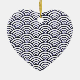 Japans blauw Waves Seigaiha Zee Keramisch Ornament